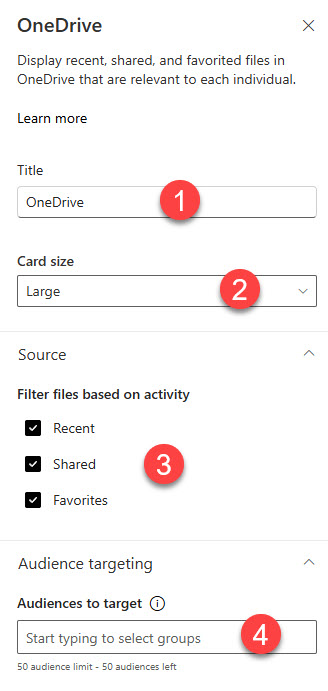 Viva Dashboard OneDrive Card