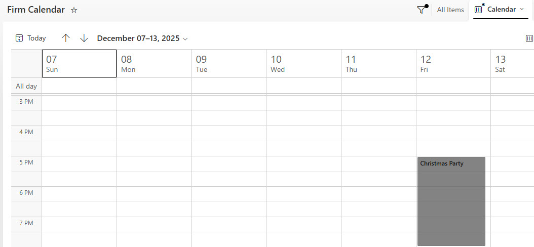 Calendar Using SharePoint Lists