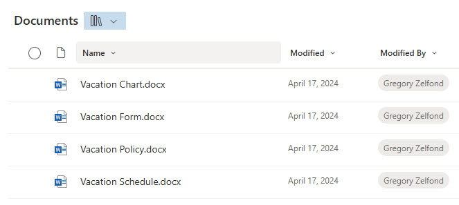 Ví dụ về thư viện tài liệu mặc định