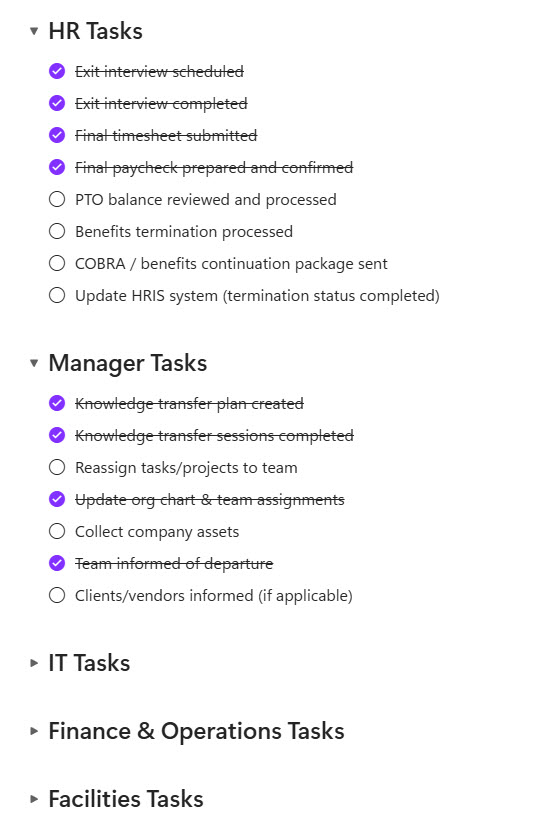 Offboarding Checklist with Loop