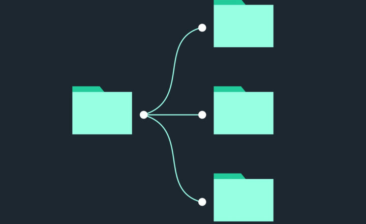 Folder icon branching into three subfolders, representing organized project documents