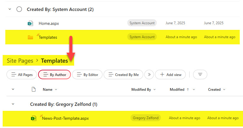 Example of a Page Template stored inside the Templates Folder