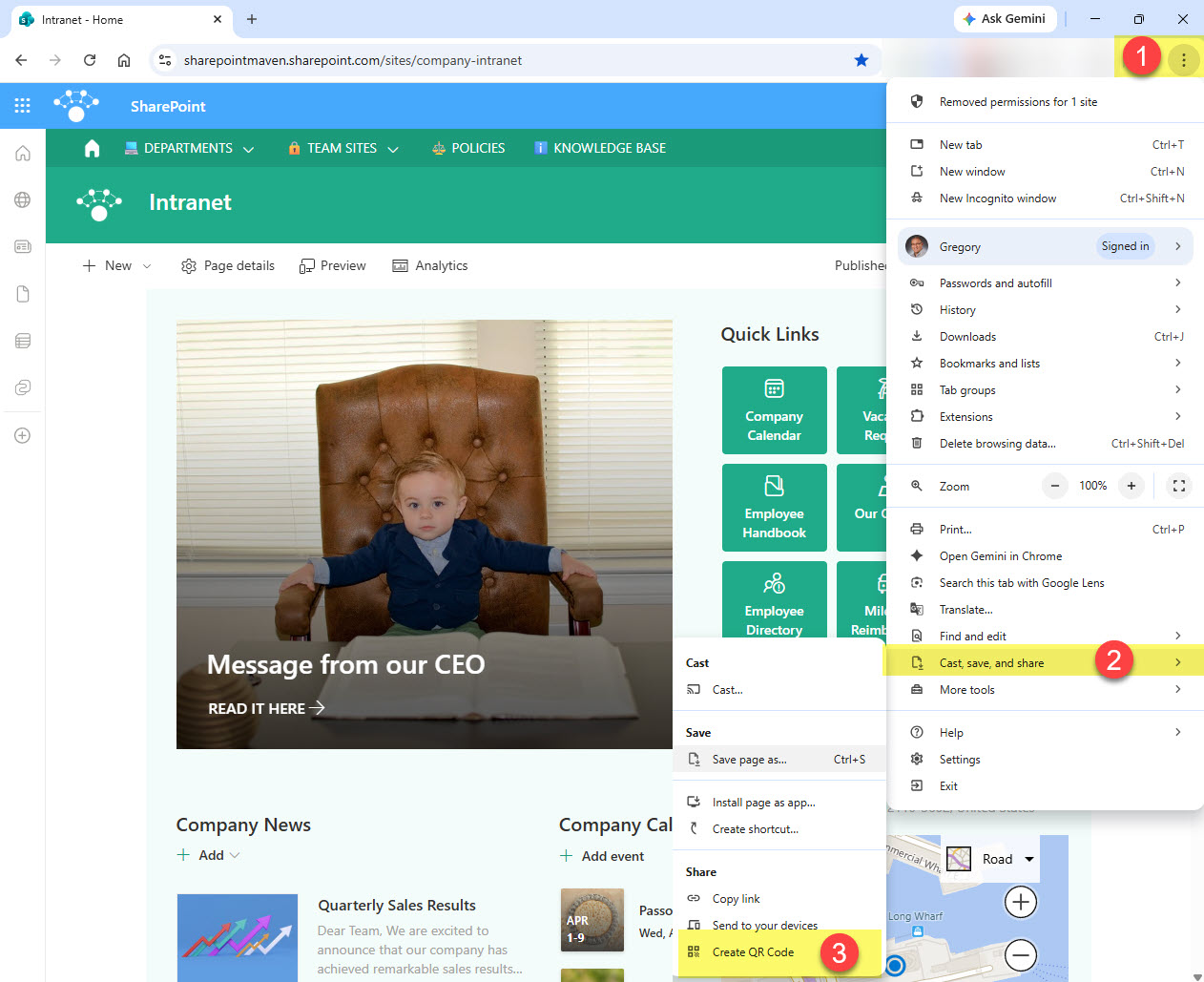 QR code for a SharePoint page