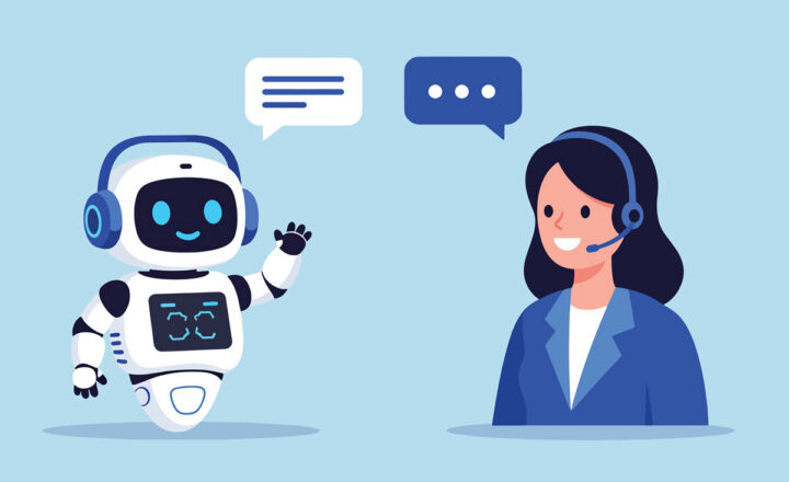graphic - customer service rep talking to bot