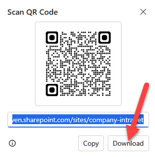 QR code for a SharePoint page