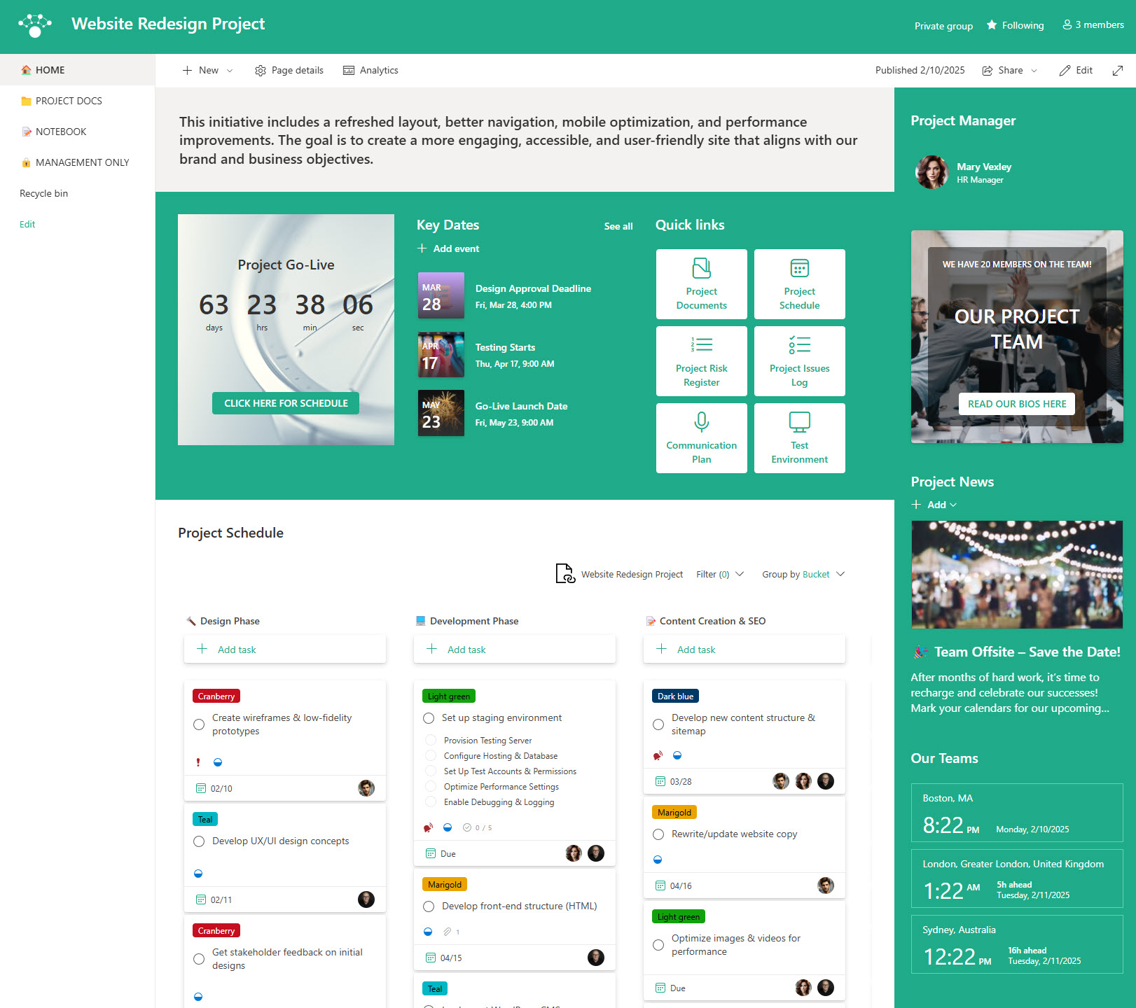 Project Documents in SharePoint