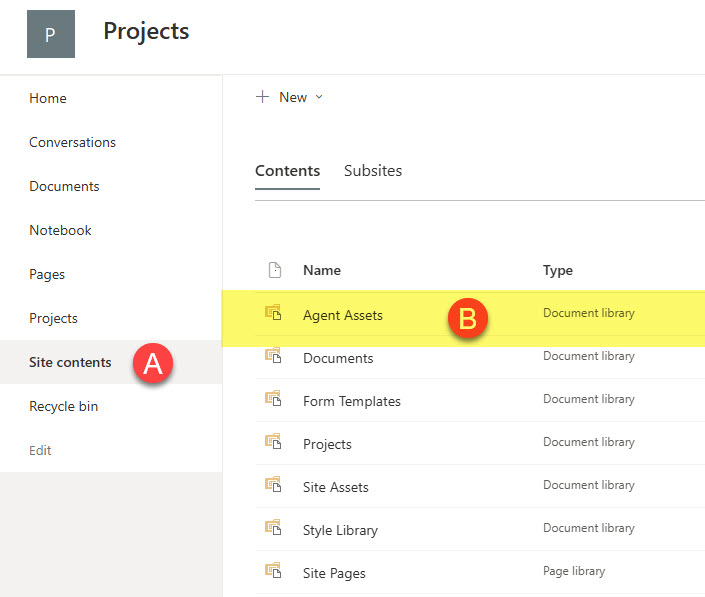 Agent Assets Library in SharePoint