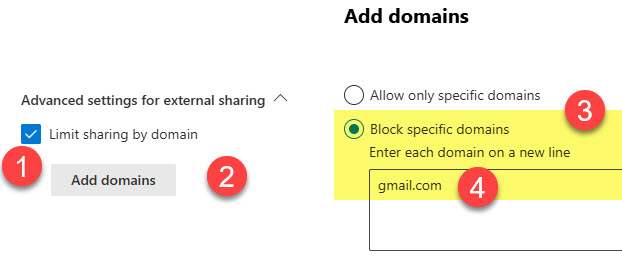 Ability to limit external sharing by domain at the site level